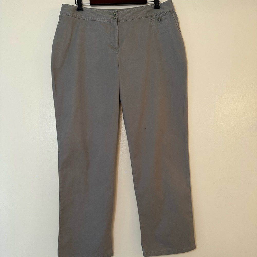 J. Jill Genuine Fit Below Waist Straight Leg Sage Green Pants, Size 14